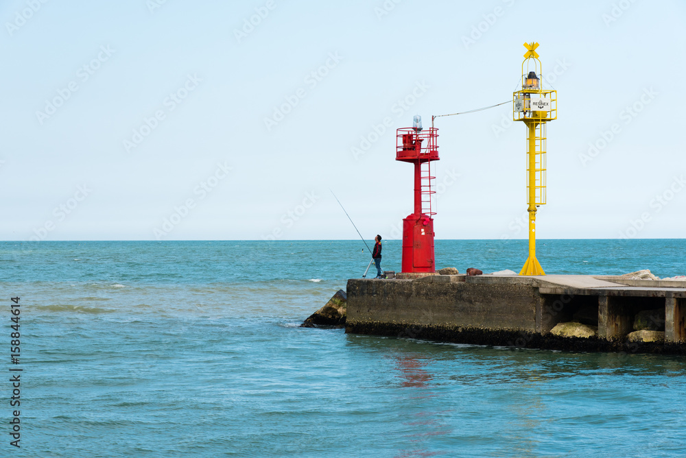 Lighthouse and entrance to the port of Cesenatico. Rivera Romagnola