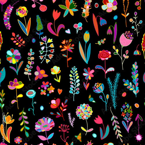 Wallpaper Mural Floral seamless pattern, sketch for your design Torontodigital.ca