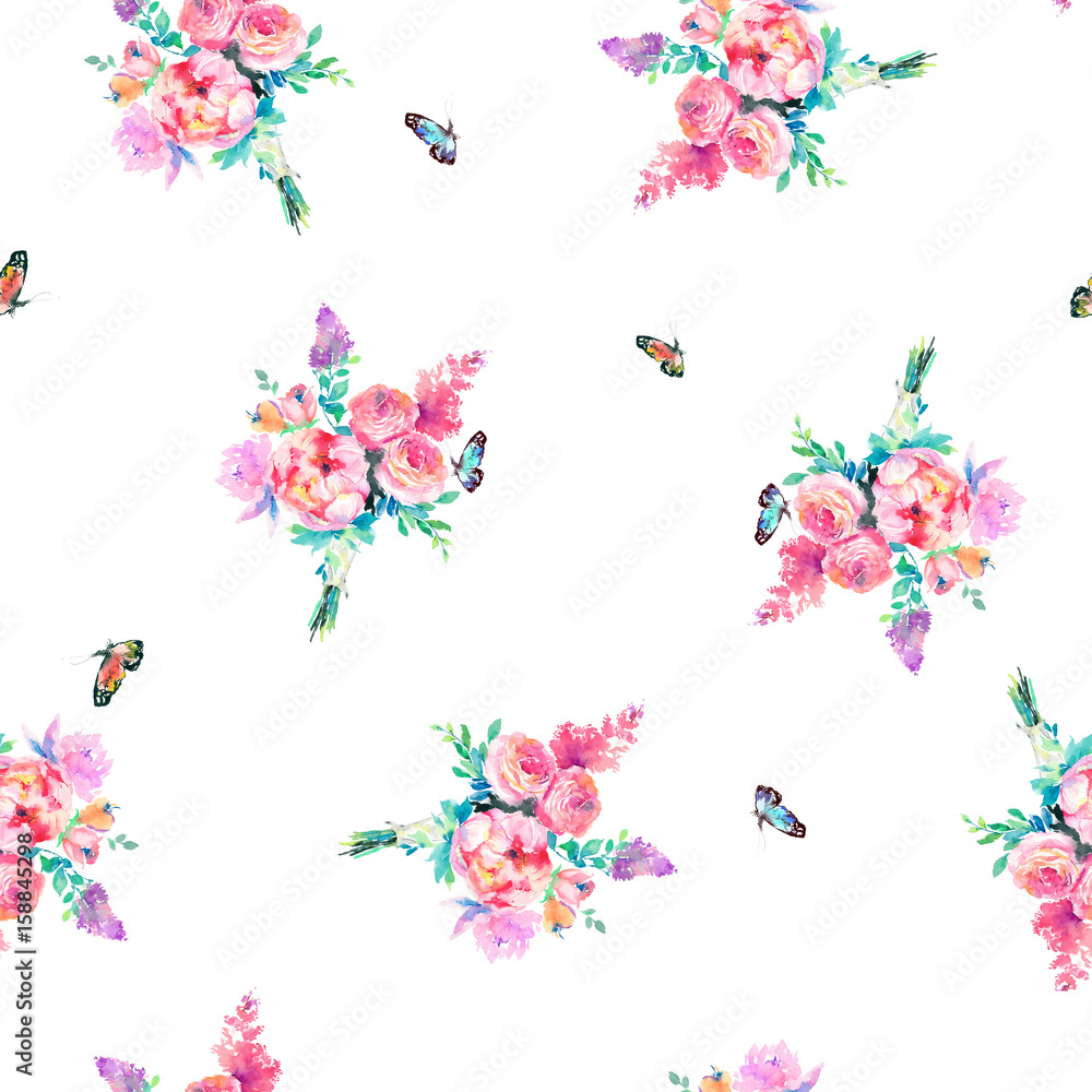 Watercolor rose peony flowers Watercolor rose peony flowers