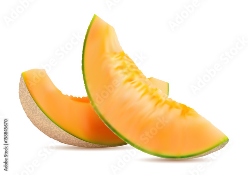 3D slices of melon, summer concept photo