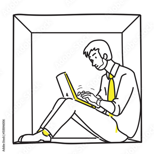 Introvert businessman working