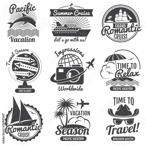 Vintage travel vector logo set