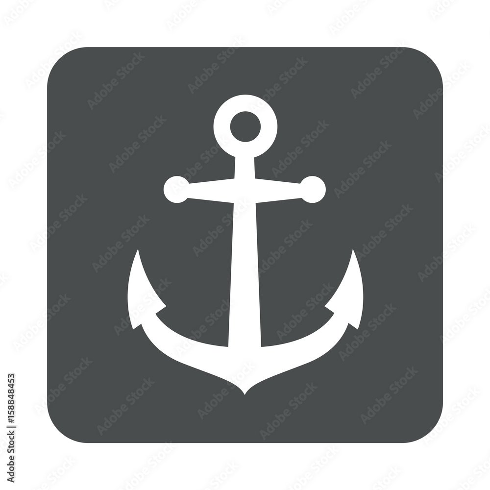 Icono plano ancla vertical en cuadrado gris Icono plano ancla vertical en cuadrado gris