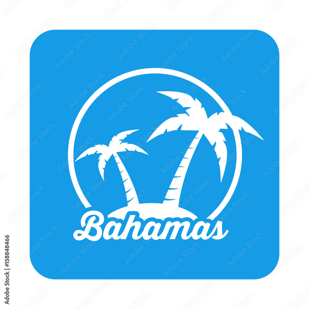 Icono plano Bahamas en cuadrado azul