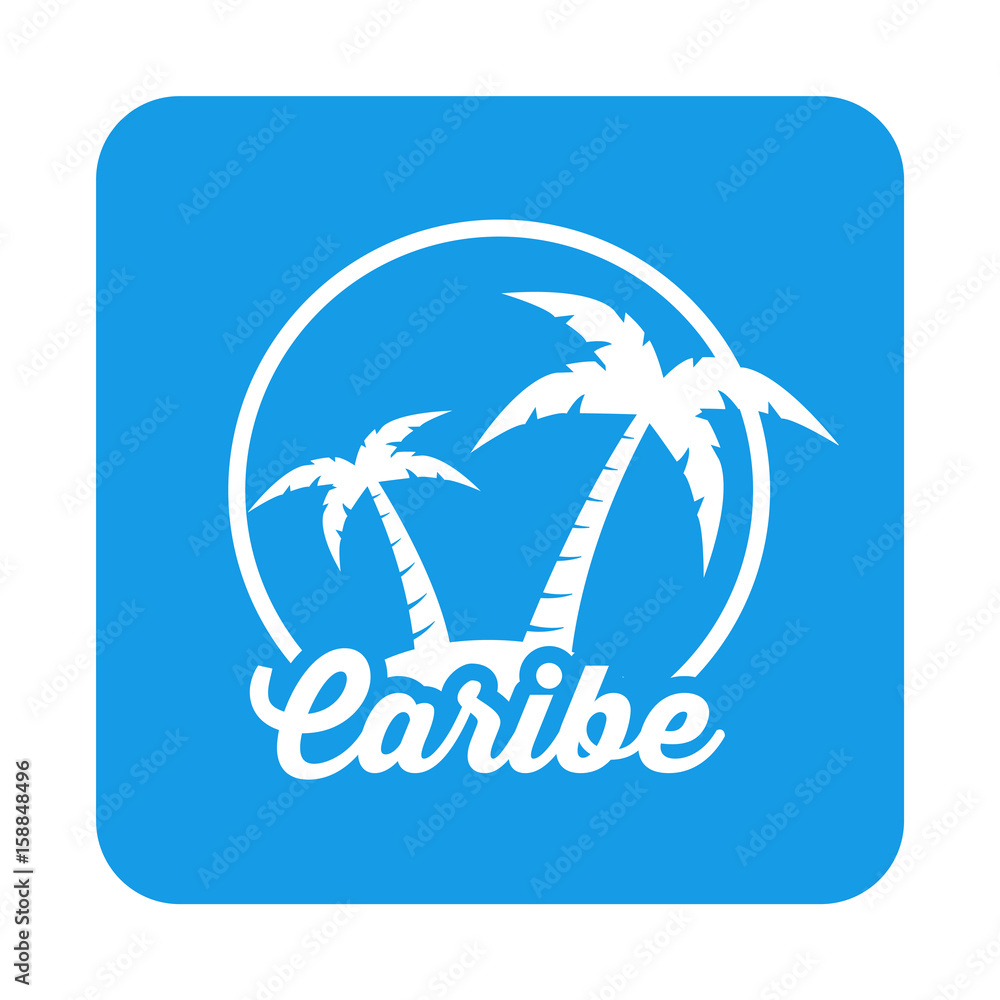 Icono plano Caribe en cuadrado azul