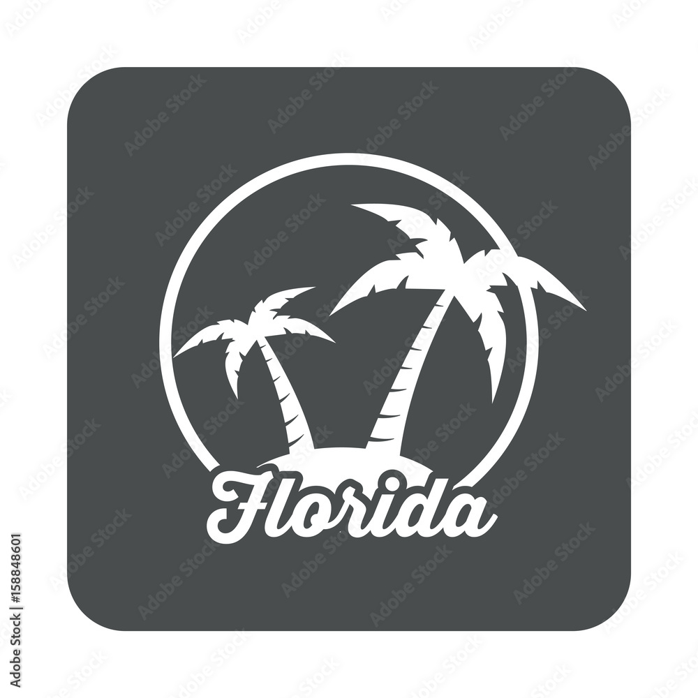 Icono plano Florida en cuadrado griis