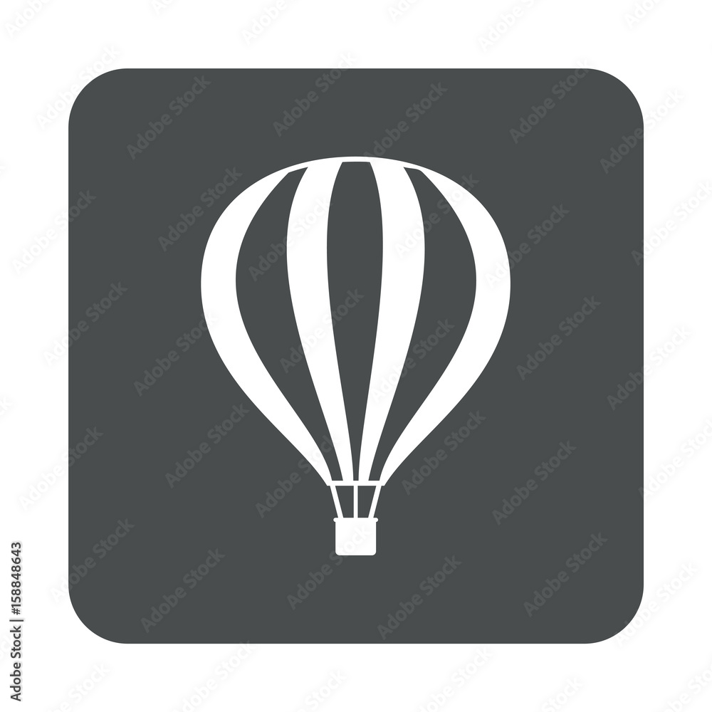 Icono plano globo aerostatico en cuadrado gris Icono plano globo aerostatico en cuadrado gris