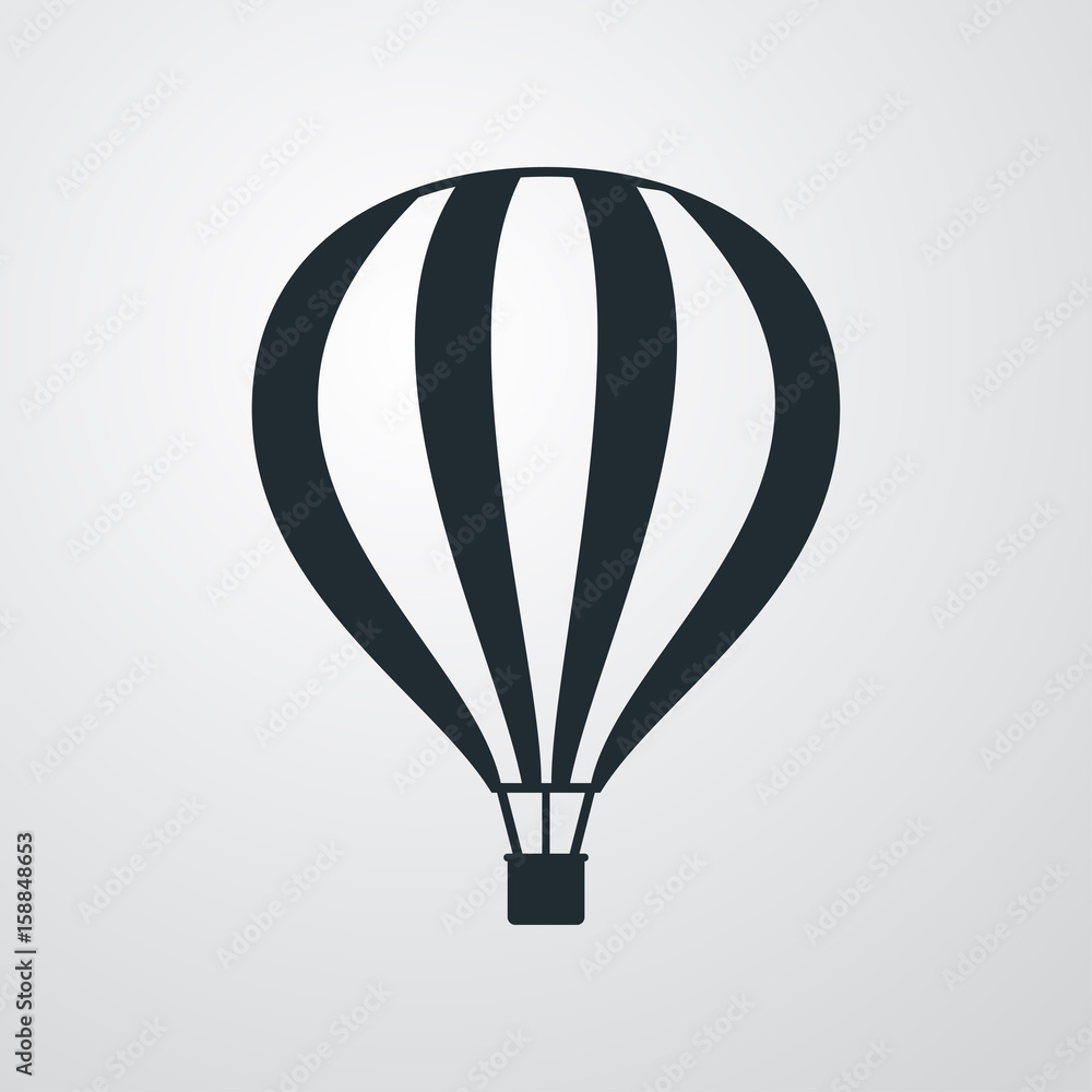 Naklejka premium Icono plano globo aerostatico en fondo degradado