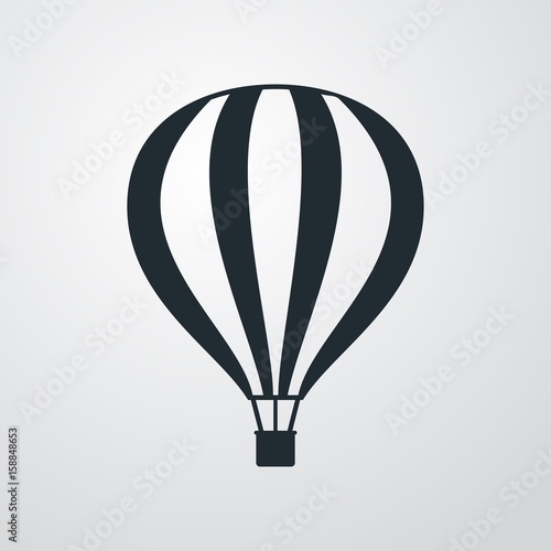 Icono plano globo aerostatico en fondo degradado