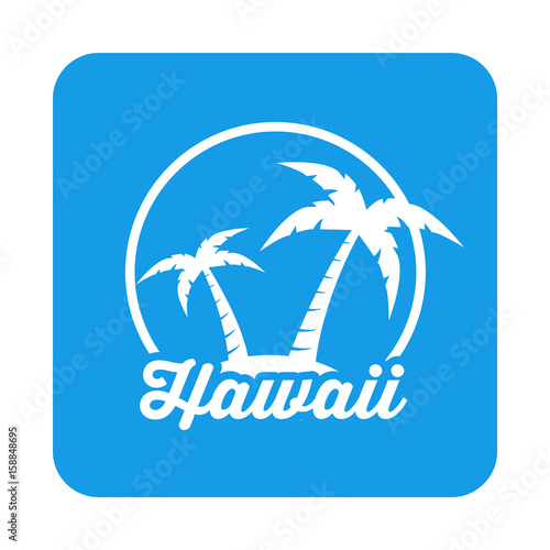 Icono plano Hawaii en cuadrado azul