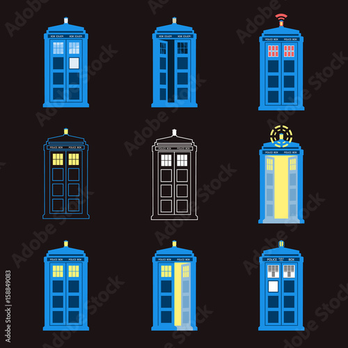 Set of British Police Boxes. London public call.