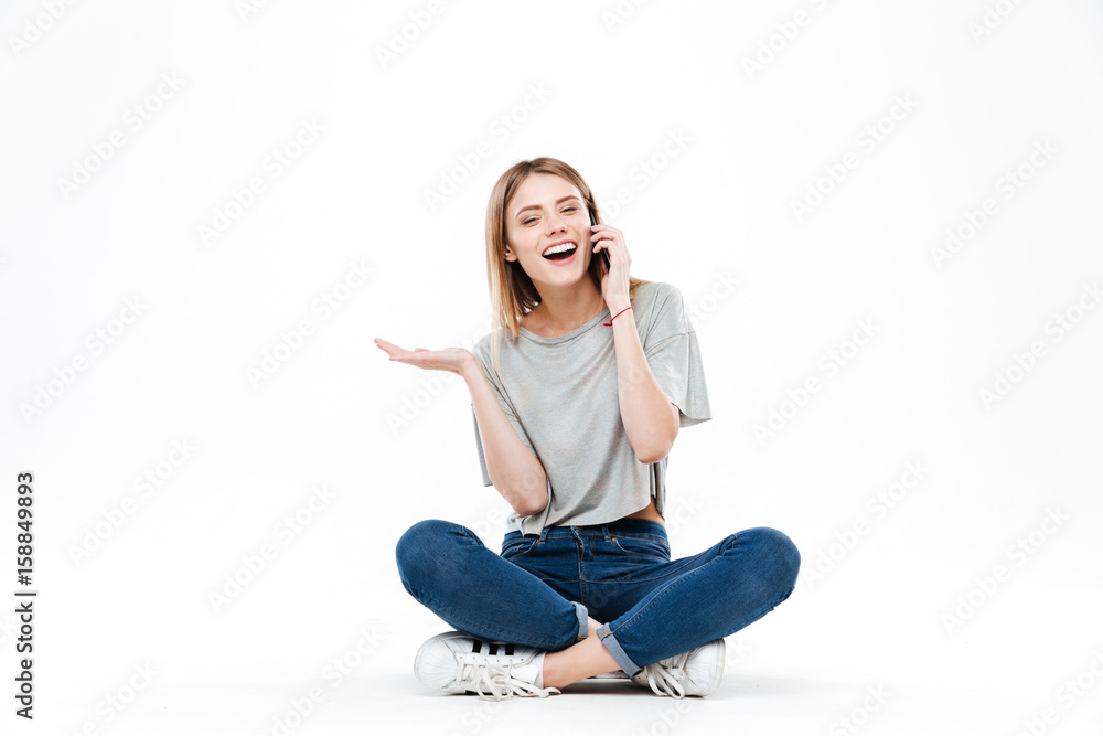 Horizontal image of woman talking on phone Horizontal image of woman talking on phone