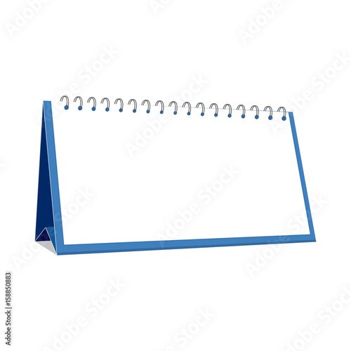 Blue blank desktop calendar isolated on white background. Office calendar. Vector illustration
