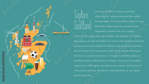 Map of Scotland in article template vector illustration, design element