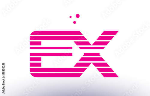 ex e x pink purple line stripe alphabet letter logo vector template