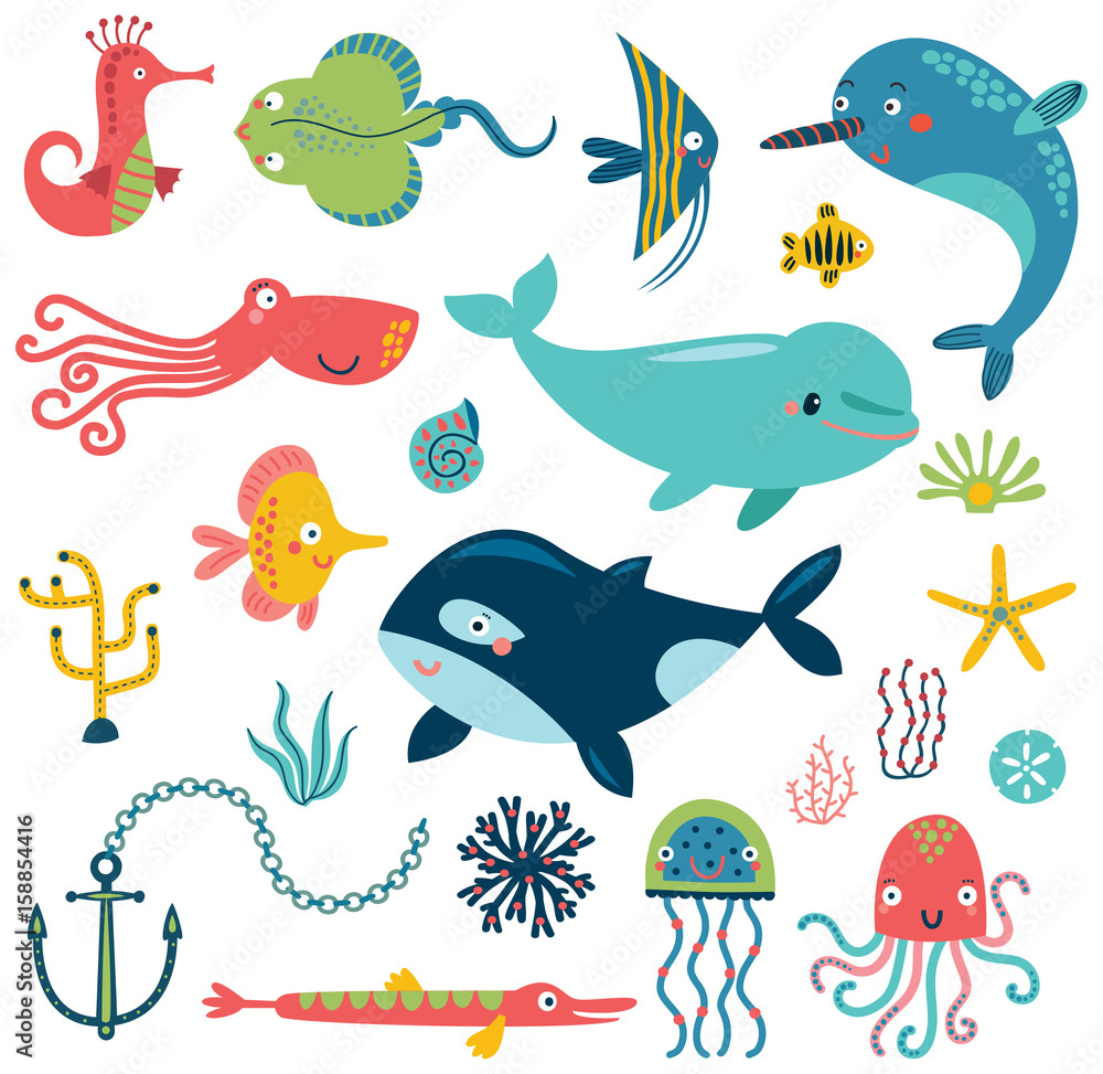 Sea vector set Sea vector set
