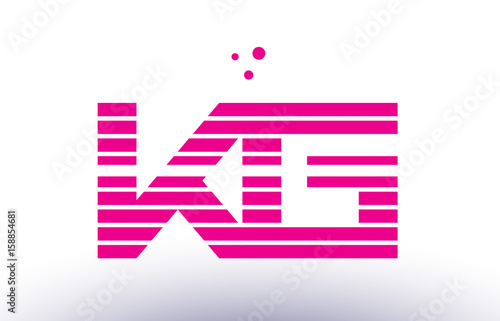 kg k g pink purple line stripe alphabet letter logo vector template