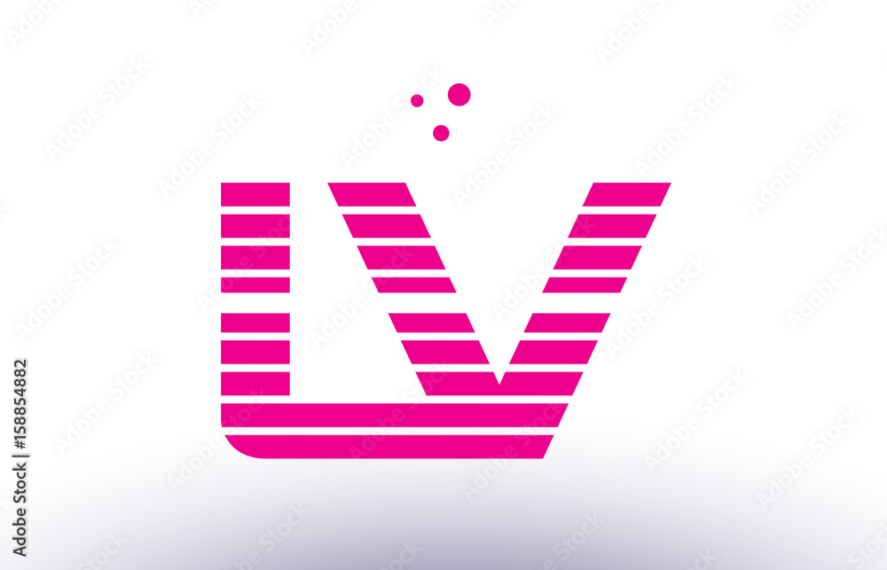 l v pink purple line stripe alphabet letter logo vector template