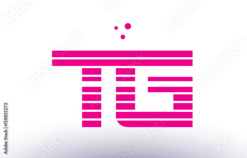 tg t g pink purple line stripe alphabet letter logo vector template