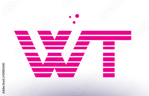 wt w t pink purple line stripe alphabet letter logo vector template photo