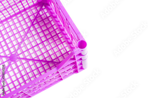 empty purple plastic basket, crate