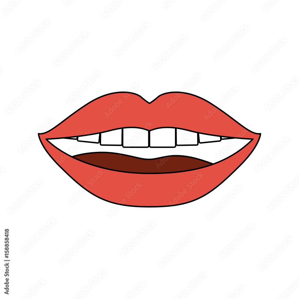 color sections silhouette of smiling mouth with thick contour vector illustration color sections silhouette of smiling mouth with thick contour vector illustration