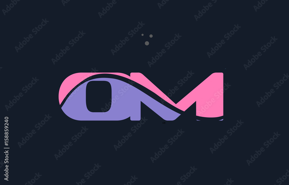 om o m pink blue alphabet letter logo dots icon template vector