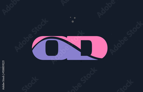 od o d pink blue alphabet letter logo dots icon template vector