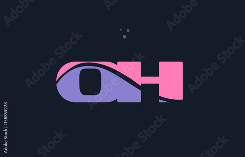 oh o h pink blue alphabet letter logo dots icon template vector