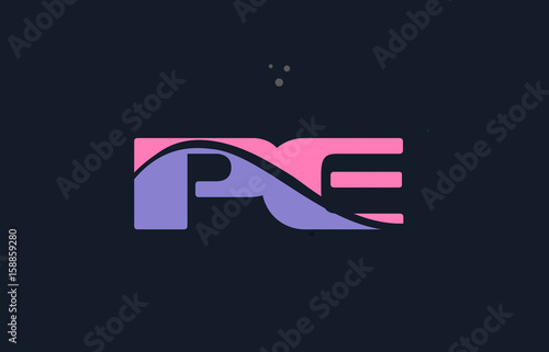 pe p e pink blue alphabet letter logo dots icon template vector