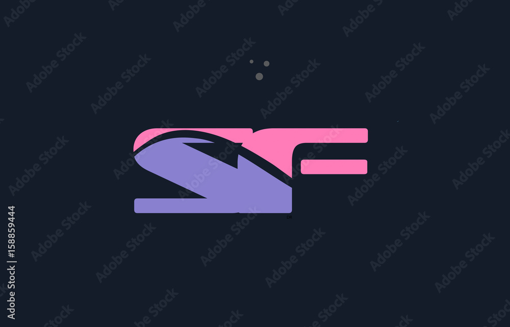 sf s f pink blue alphabet letter logo dots icon template vector