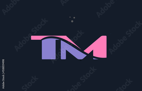 tm t m pink blue alphabet letter logo dots icon template vector