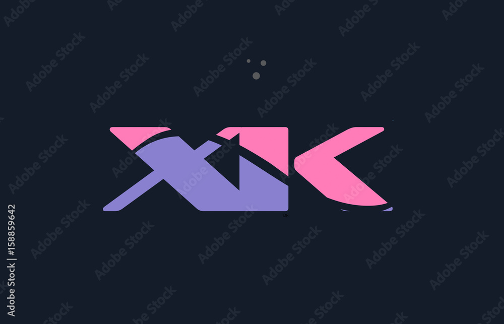 Fototapeta premium xk x k pink blue alphabet letter logo dots icon template vector