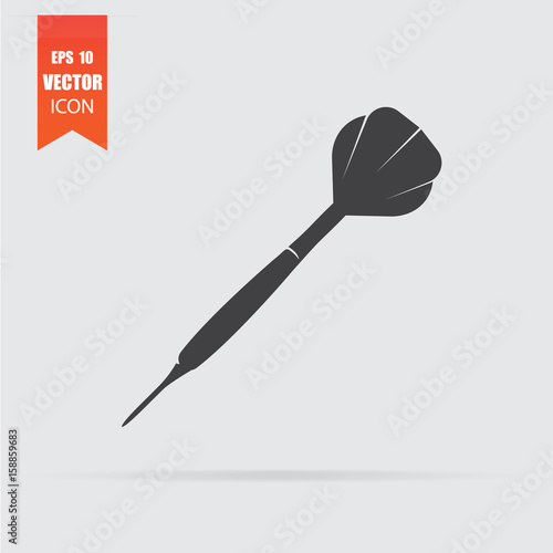 Dart icon in flat style isolated on grey background.
