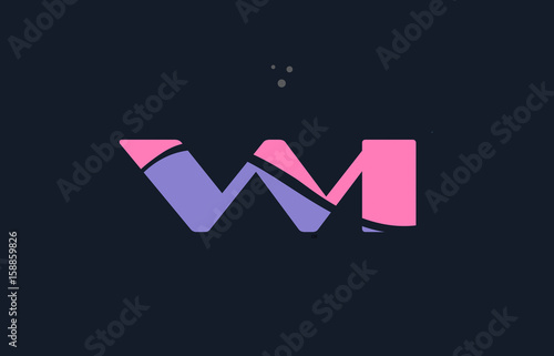 wi w i pink blue alphabet letter logo dots icon template vector