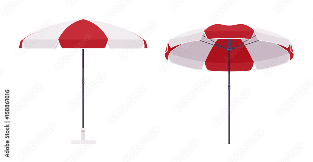 Obraz premium Sun umbrella set in red and white color
