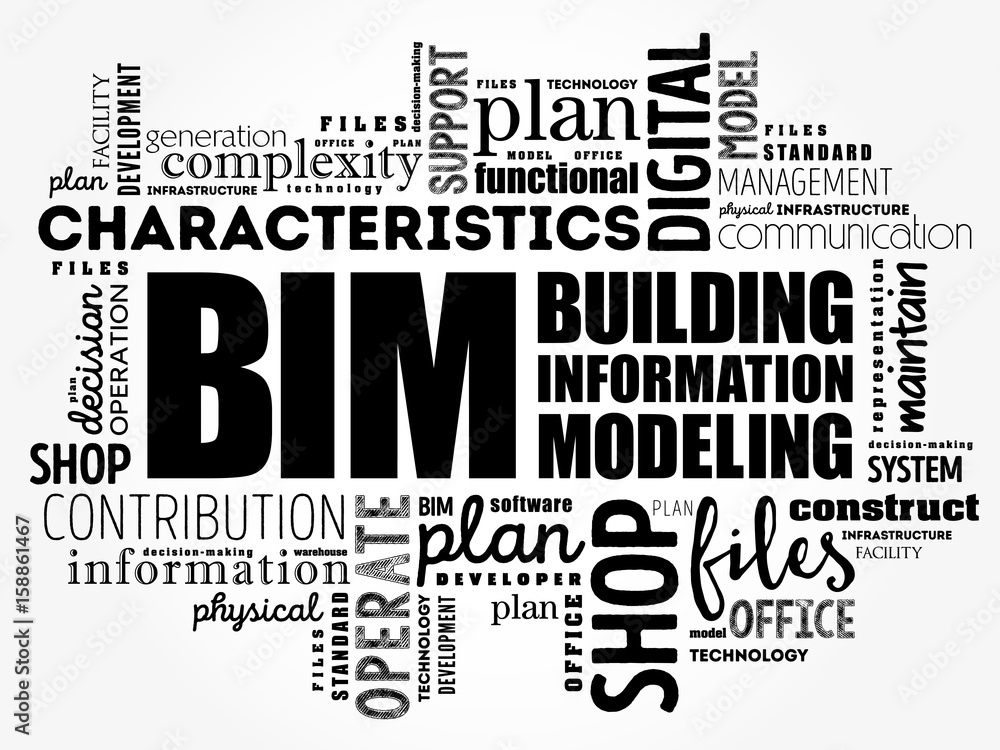 BIM - building information modeling word cloud, business concept BIM - building information modeling word cloud, business concept