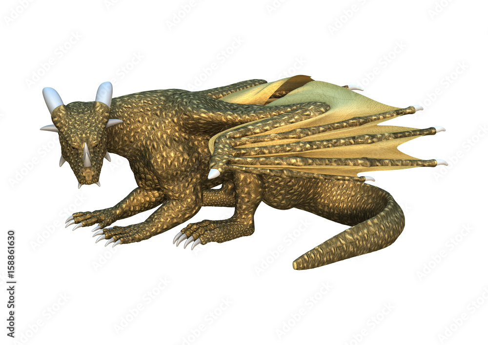 Fototapeta premium 3D Rendering Fantasy Dragon on White