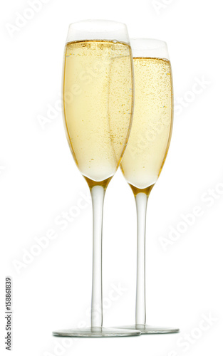 glasses of champagne isolated on a white background