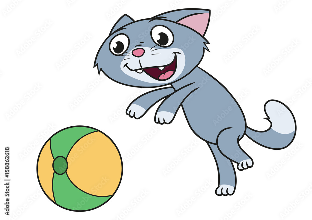 Kitten is playing with ball Kitten is playing with ball