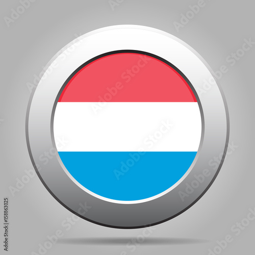Free Download Flag of Luxembourg. Shiny metal gray round button. - GFXLoad