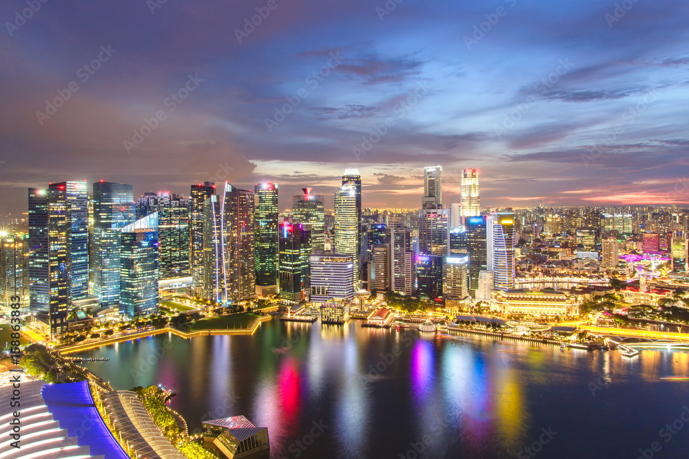 Landscape of the Singapore financial district and business building, Singapore City