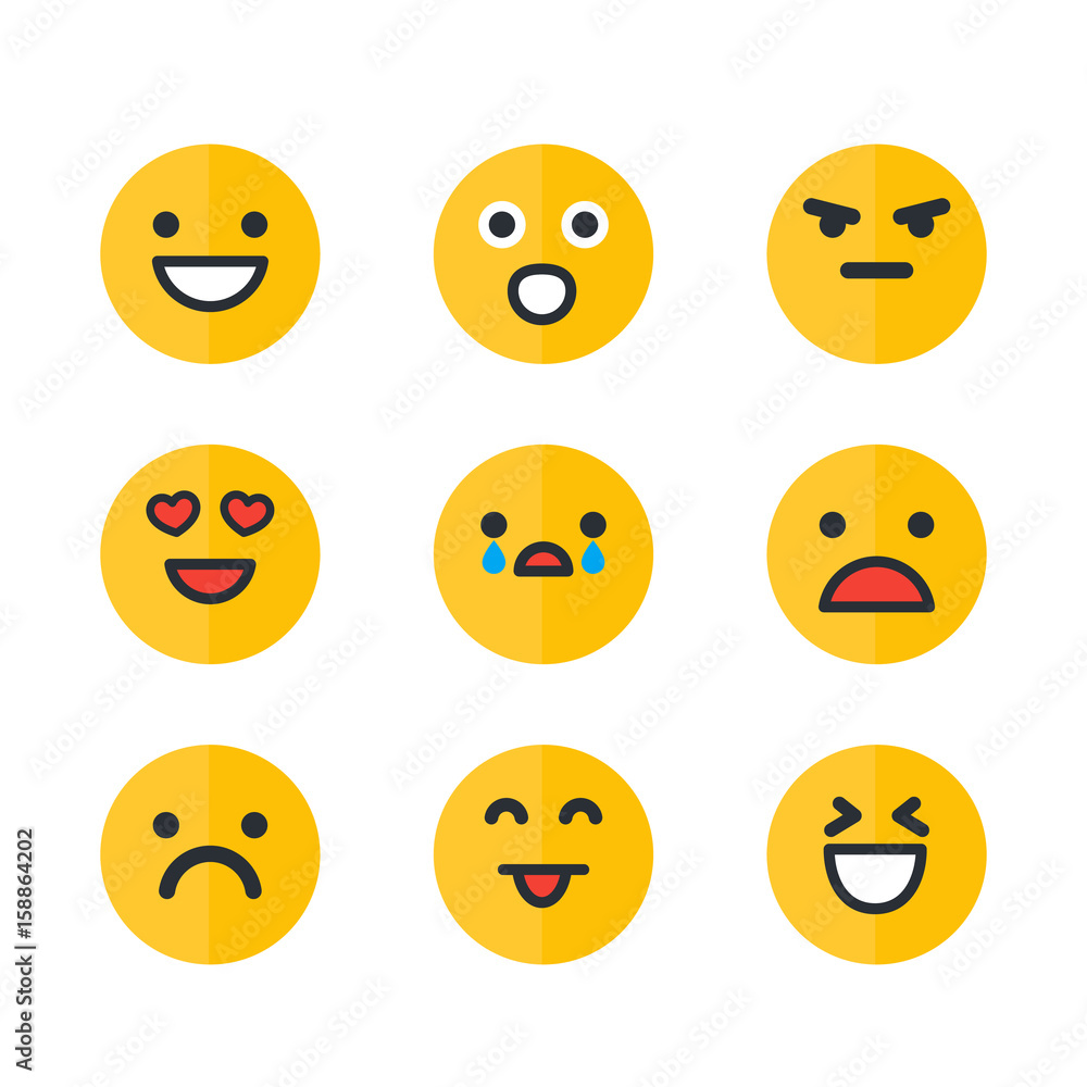 Emoticons set, emoji, smile icons isolated on white background Emoticons set, emoji, smile icons isolated on white background
