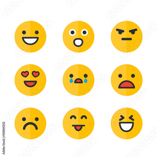 Emoticons set, emoji, smile icons isolated on white background