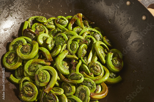 pan fried fiddleheads photo