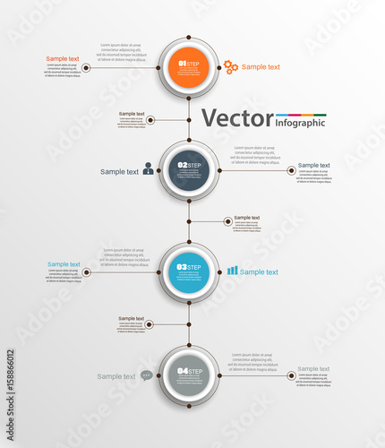 Abstract  infographic template with four  steps for success. Business circle template with options for  diagram, workflow, timeline, web design. Vector EPS 10
