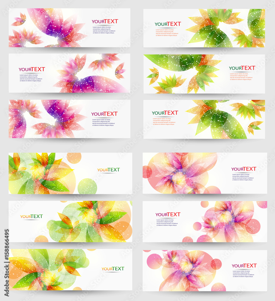 Collection of abstract vector eps10 headers and banners with  with floral elements and place for your  text
