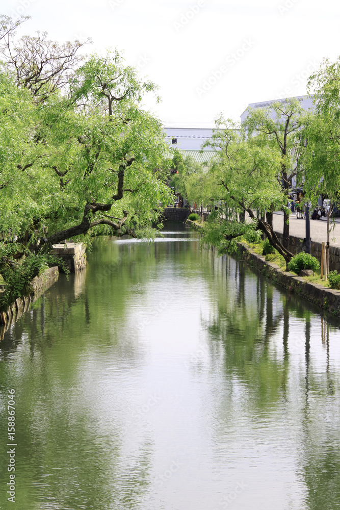 新緑の倉敷美観地区　倉敷川
