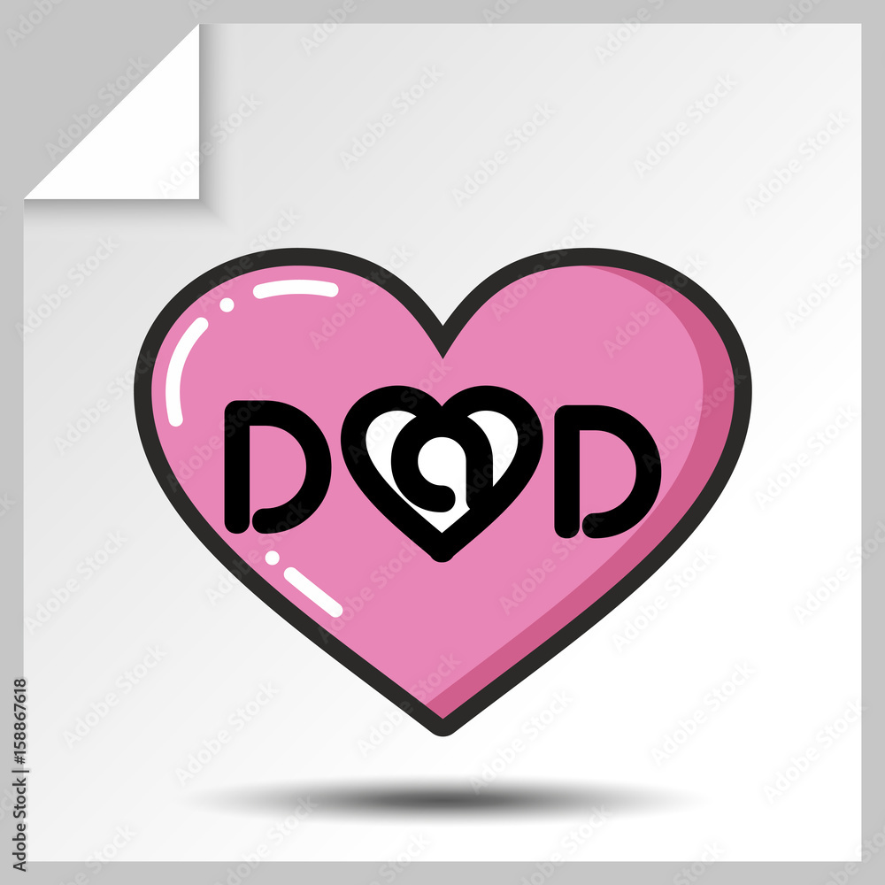 Pink heart-holiday icons for father's day or for birthday. Vector Isolated flat colorful illustration. Pink heart-holiday icons for father's day or for birthday. Vector Isolated flat colorful illustration.