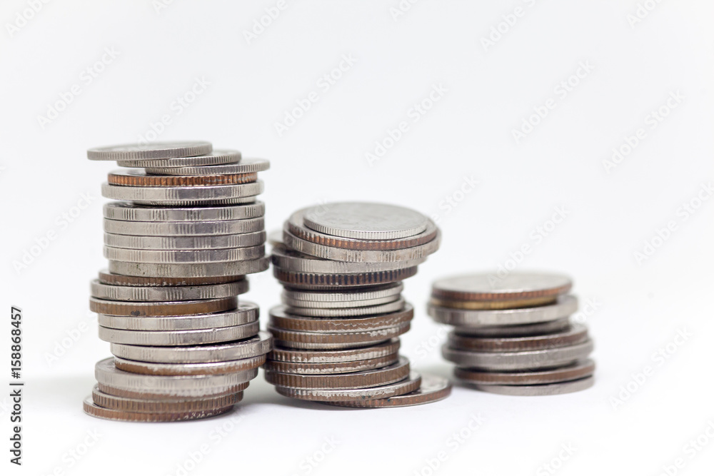 Coin, Thai currency in background and isolated Coin, Thai currency in background and isolated